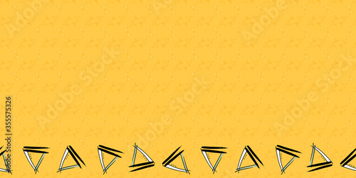 Triangle Yellow doodle border, triangles on yellow background, seamless vector repeat pattern paper, scrapbooking, wallpaper