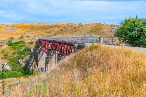 Poolburn viaduct at Central Otago Railway bicycle trail in New Zealand photo