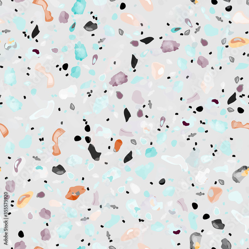 Terrazzo Texture Vector. Flooring Seamless Pattern