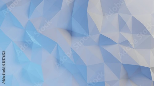abstract polygonal blue and white background with triangles. Looping wave 3d animation.