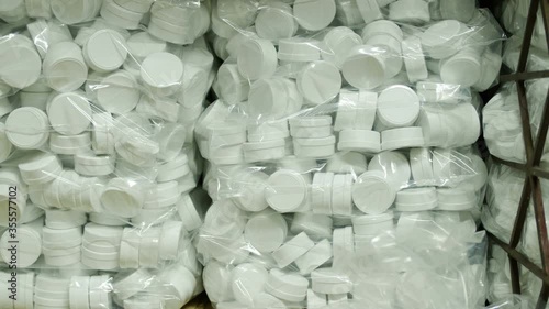 Plastic packaging in warehouse photo