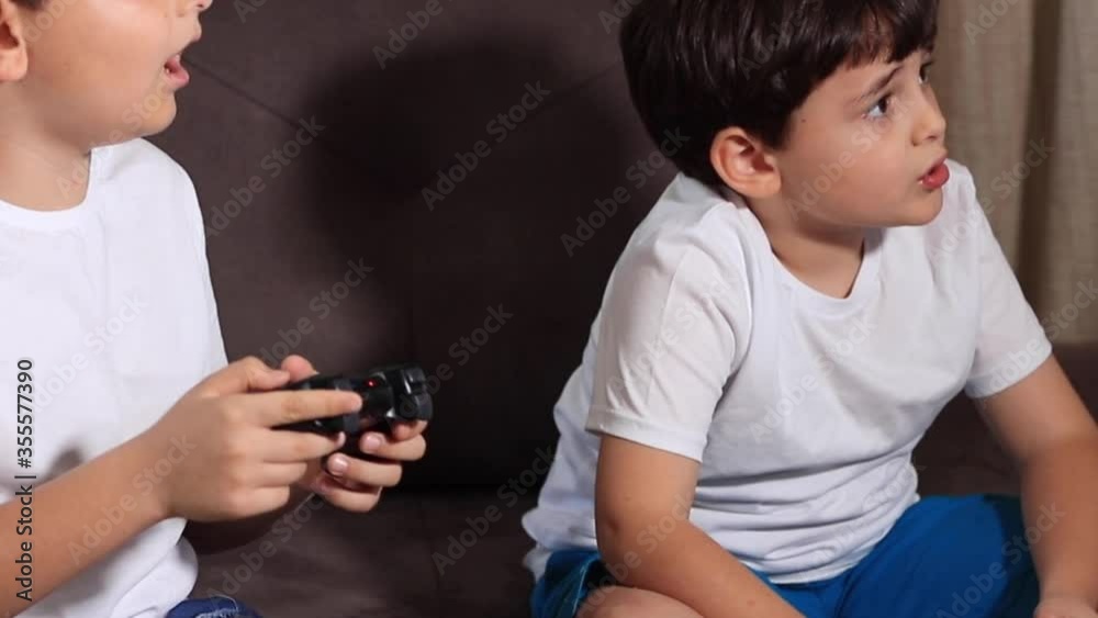 Boy Playing Video Game Console, Have Fun, Hold The Joystick Boy Playing Video Game Console, Have Fun, Hold The Joystick