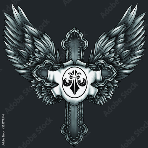 Cruz con alas/ escudo