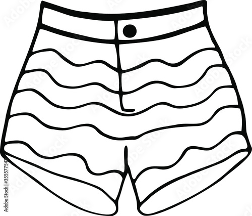 Vector element, doodle. Women's shorts. Hand drawn.