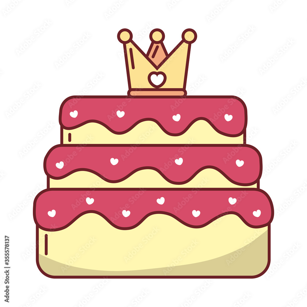 Love heart inside crown over cake vector design Love heart inside crown over cake vector design