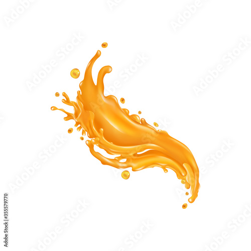 Orange juice splash on a white background