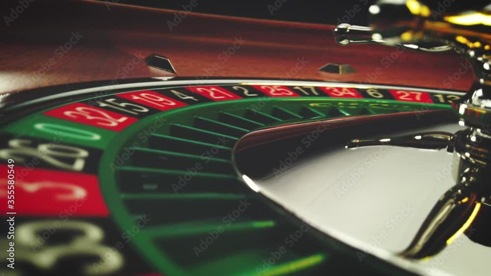 Roulette wheel winning number 0 close up at the Casino