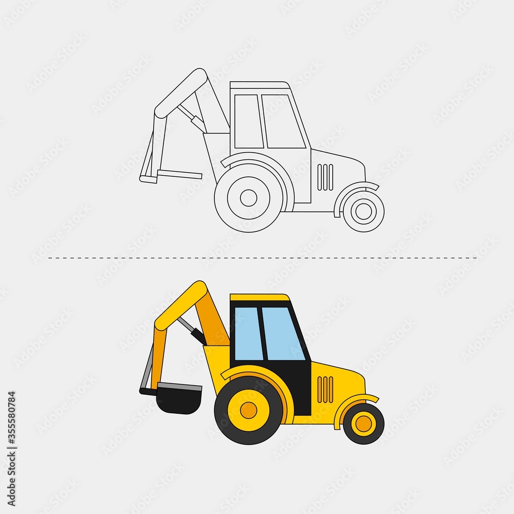 Naklejka premium Design Vehicle Construction for Color Book Vector Illustration. EPS 10