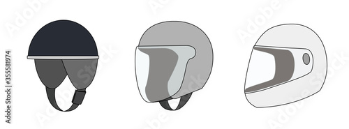 バイク用ヘルメット　輪郭線あり
