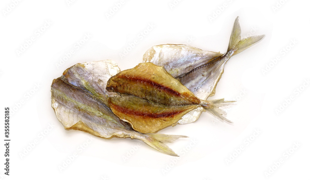 Sun dried marine fish isolated on white background Sun dried marine fish isolated on white background