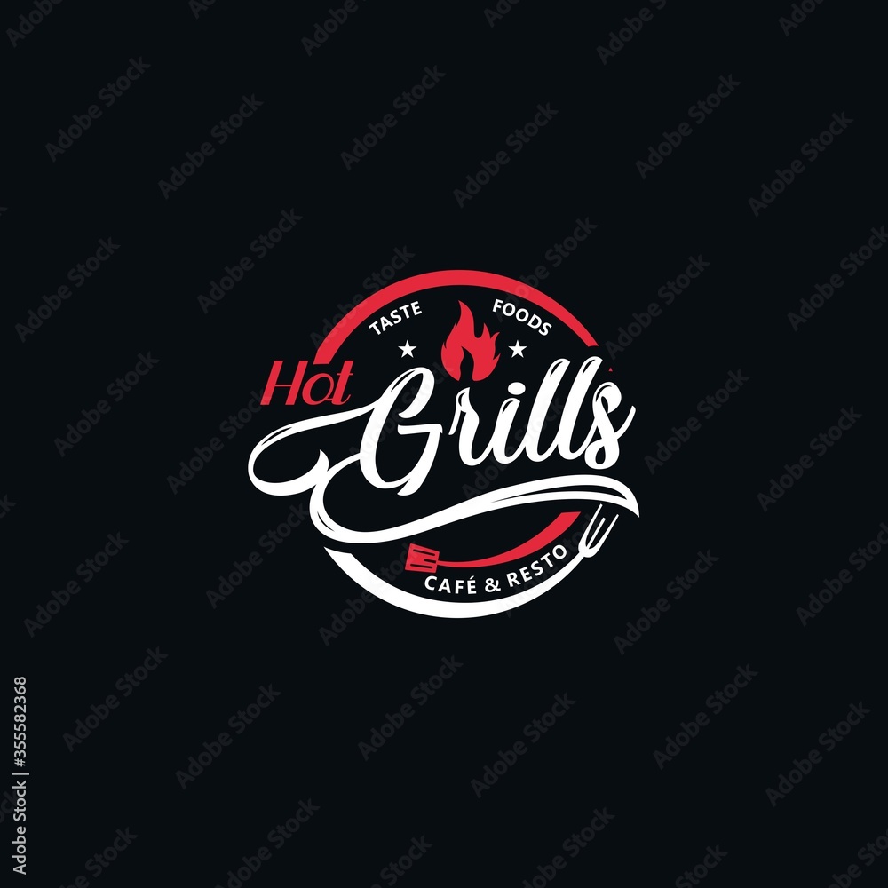 Grill Vintage Logo Design Vector