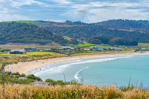 Tela Curio bay beach at Caitlins region of New Zealand