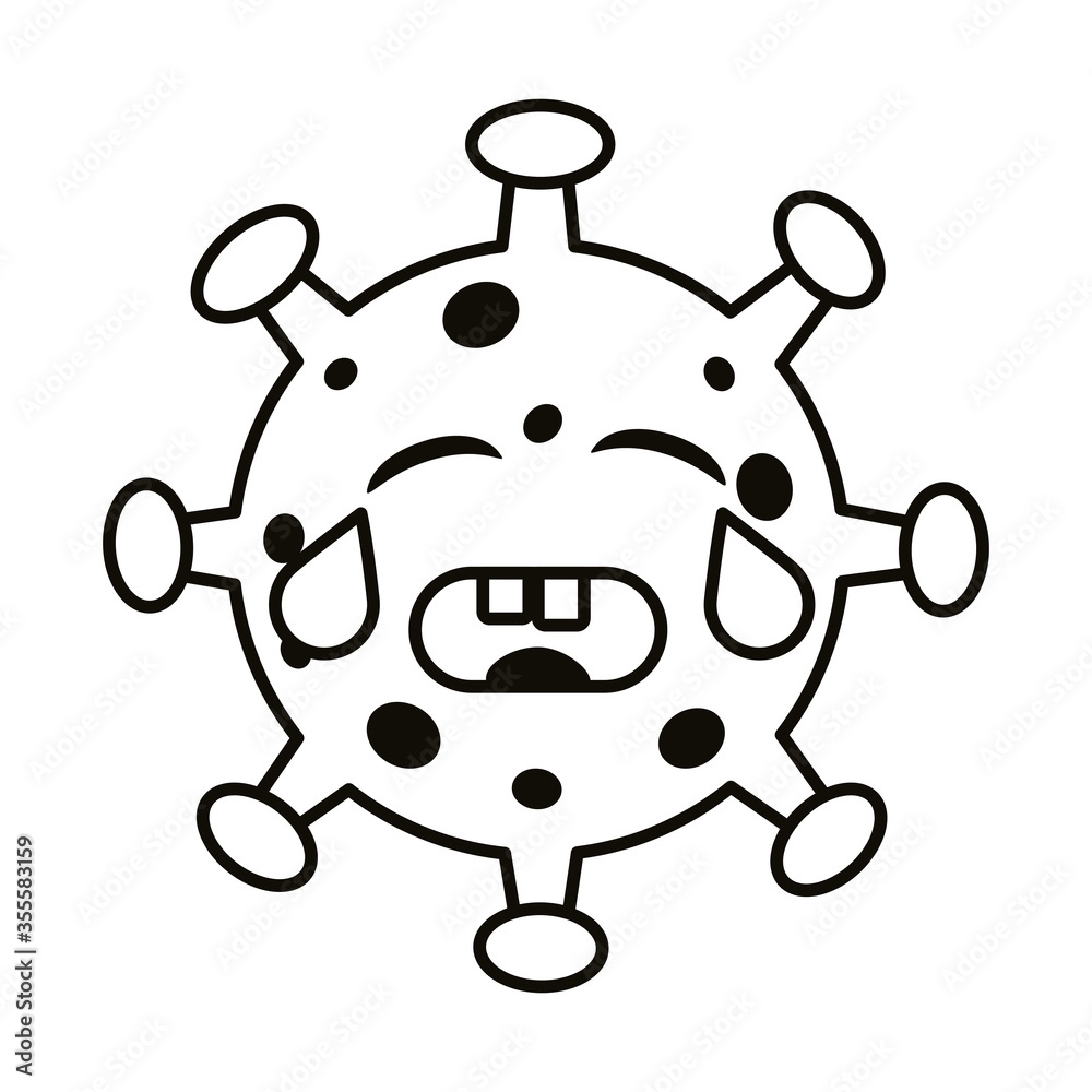 covid19 particle crying emoticon character