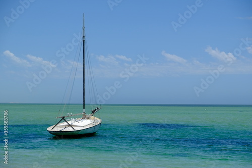 Western Australia Shark Bay - Denham Costline and sailing boat