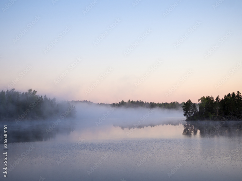 Fototapeta premium morning fog above the water