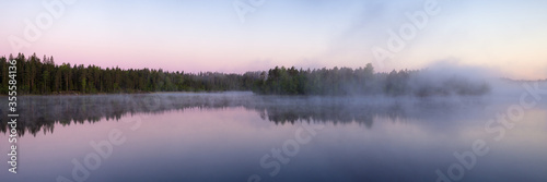 panorama of a forest lake