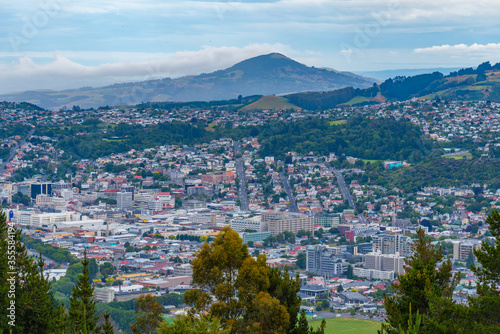 Schilderij op canvas Aerial view of downtown Dunedin, New Zealand
