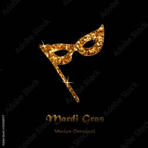 Venice Carnival/Venetian carnival mask with of Mardi Gras mask from gold glitter.