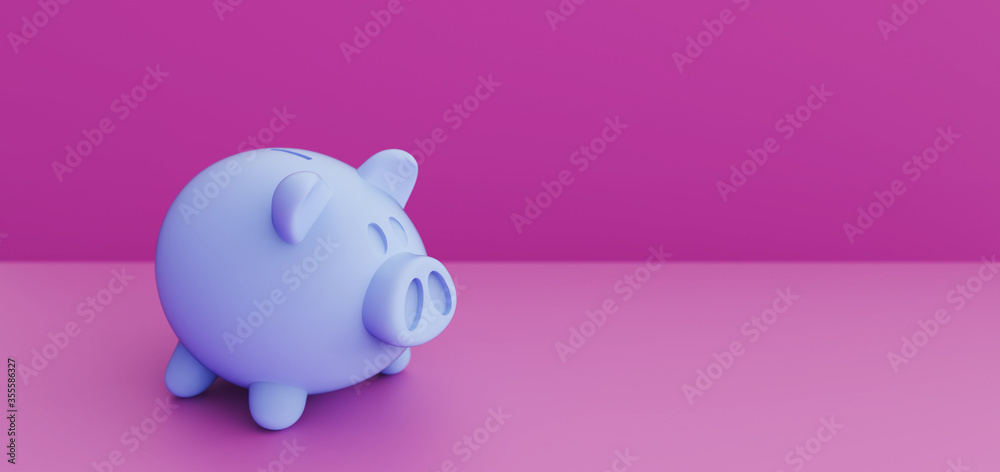 Piggy bank on a pink background / 3D illustration, Rendering