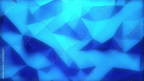 Blue looping polygonal background with waving geometric shapes 
