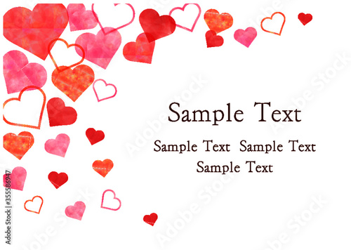 ハート_水彩フレーム_ピンク背景