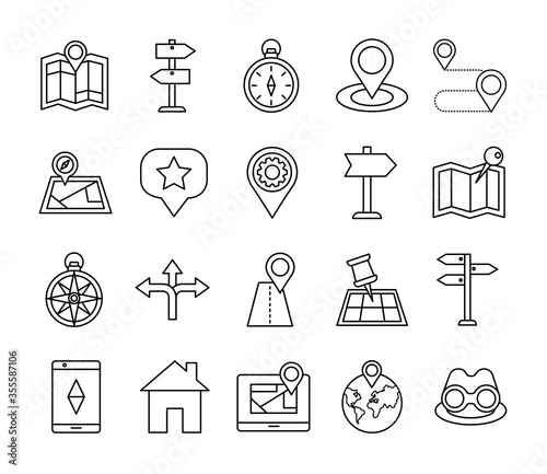 bundle of area and locations set icons