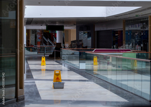 empty closed shopping center, due to the coronavirus pandemic