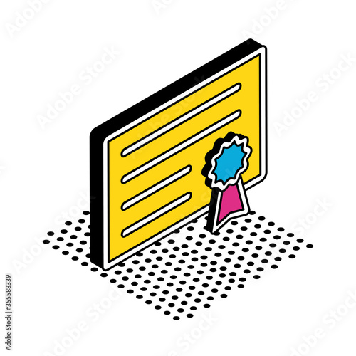 Graduation diplom isometric style icon vector design