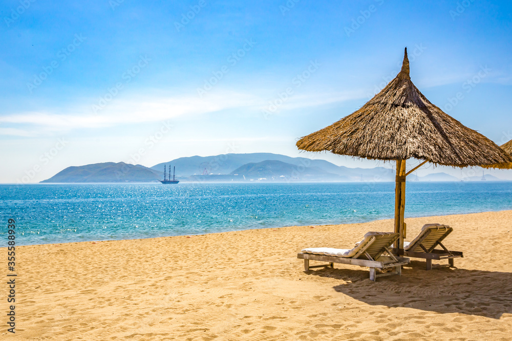 Nha Trang, Vietnam Beautiful Scenery, a Tropical Coastal Vacation Paradise in Southeast Asia. Nha Trang, Vietnam Beautiful Scenery, a Tropical Coastal Vacation Paradise in Southeast Asia.