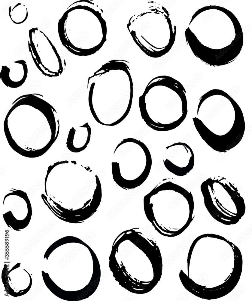 Circle Brush Strokes black silhouette