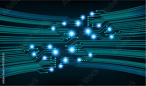 Blue eye cyber circuit future technology concept background