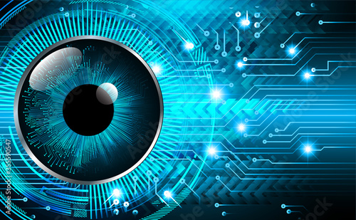 Blue eye cyber circuit future technology concept background