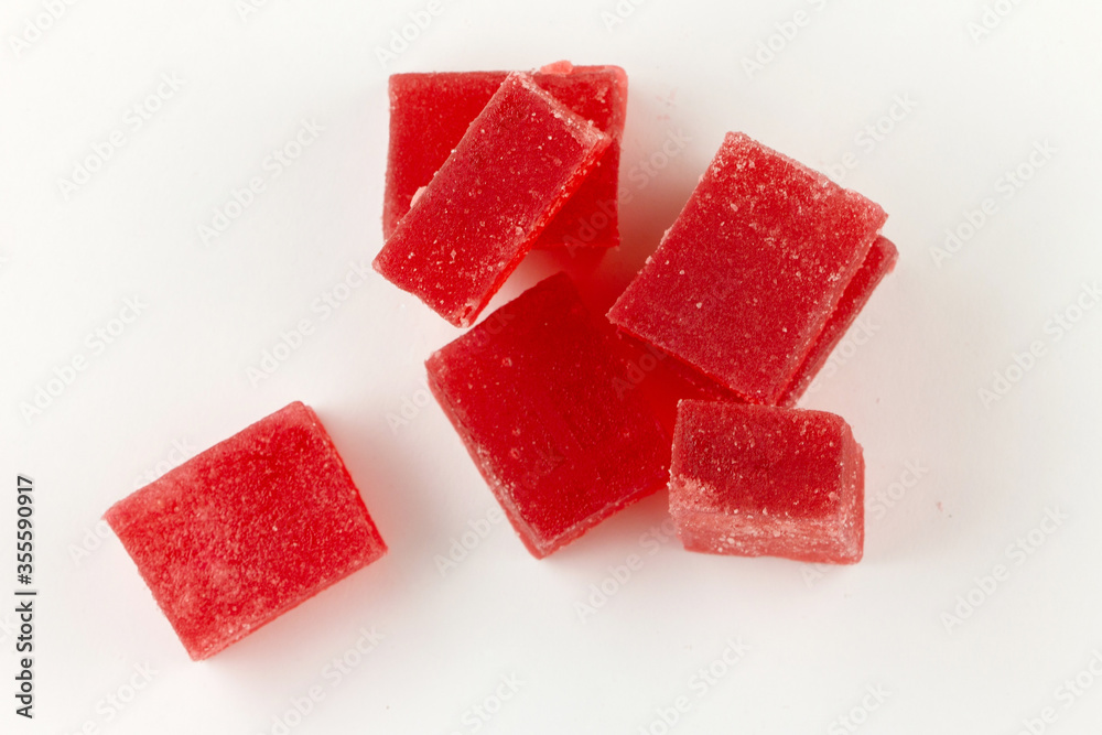 Red marmalade on white background Red marmalade on white background