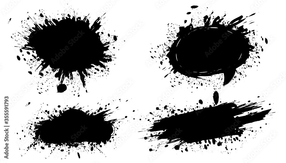 Fototapeta premium hand drawn of brush stroke for black ink paint. grunge backdrop, dirt banner, watercolor design and dirty texture. vector illustration