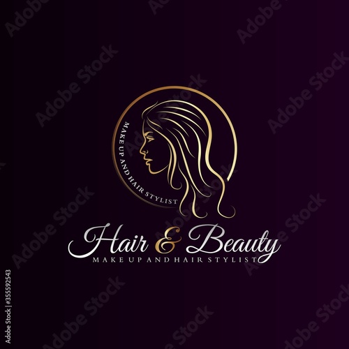 hair and beauty luxury salon logo template