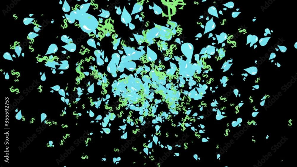 Water Crisis and Scarcity Concept - Rising Cost of Water - Dollars and Water Drop Graphic Animation Water Crisis and Scarcity Concept - Rising Cost of Water - Dollars and Water Drop Graphic Animation