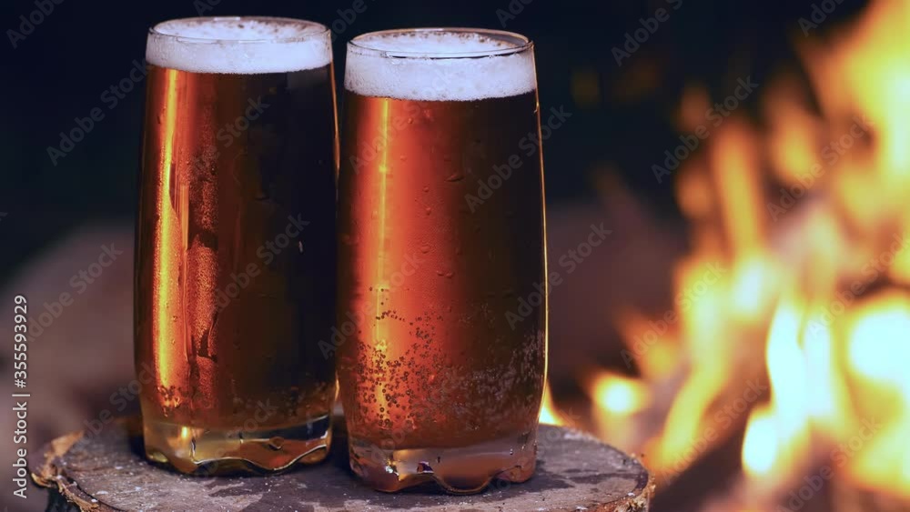 Beer time by the campfire, taken with a fast macro lens in UHD Beer time by the campfire, taken with a fast macro lens in UHD