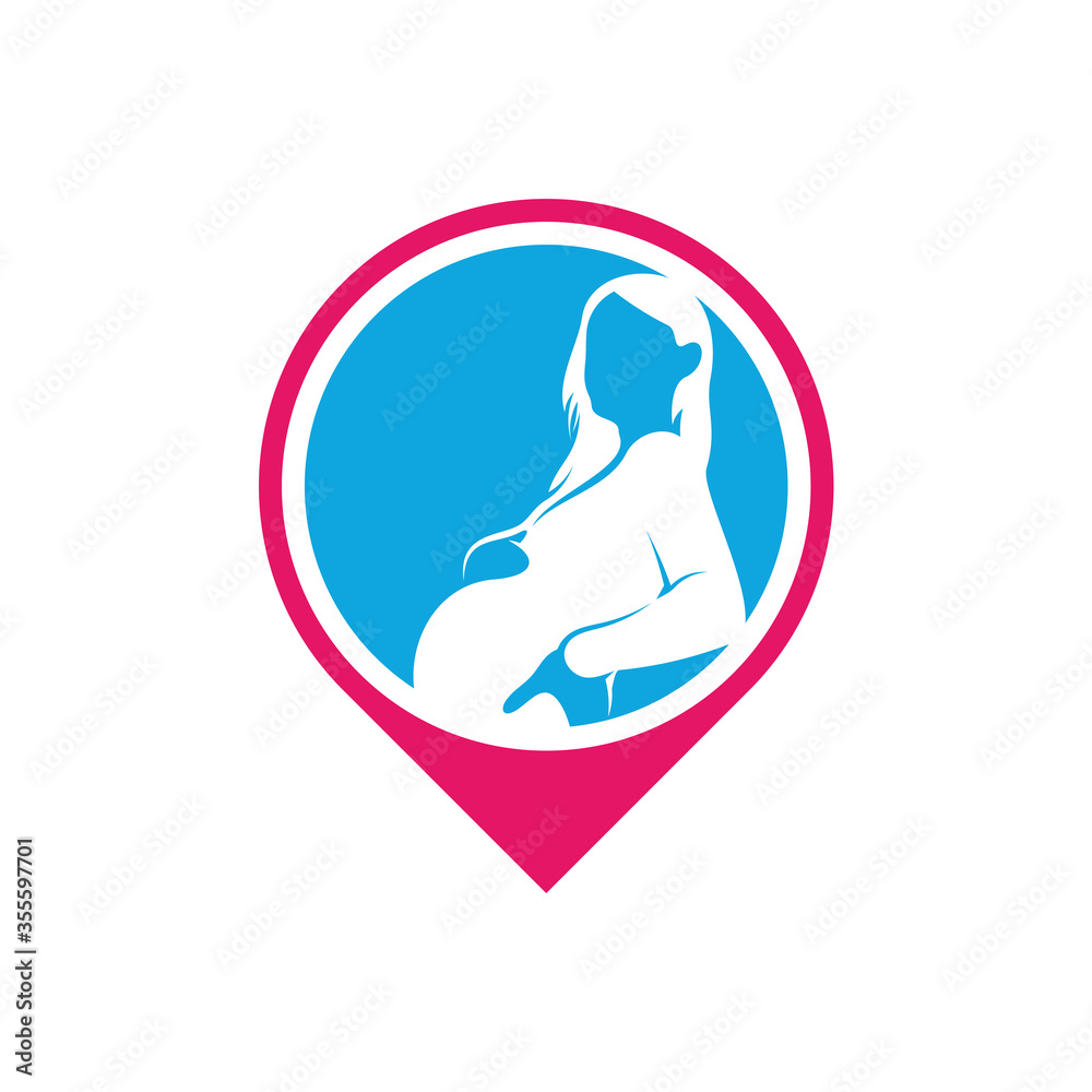 Point with Mom and Baby logo vector template, Illustration symbol, Creative design Point with Mom and Baby logo vector template, Illustration symbol, Creative design