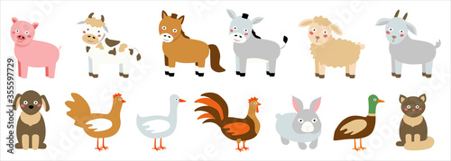 Fototapeta Naklejka Na Ścianę i Meble -  A large set of pets in flat style. Colorful illustrations easy for the child to understand. teaching children. isolated on white background.