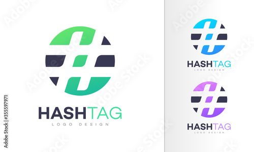 Hashtag. Hash Tag Colorful Icon Emoji Modern Professional Logo Design Vector Template