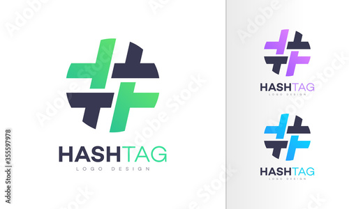 Hashtag. Hash Tag Colorful Icon Emoji Modern Professional Logo Design Vector Template