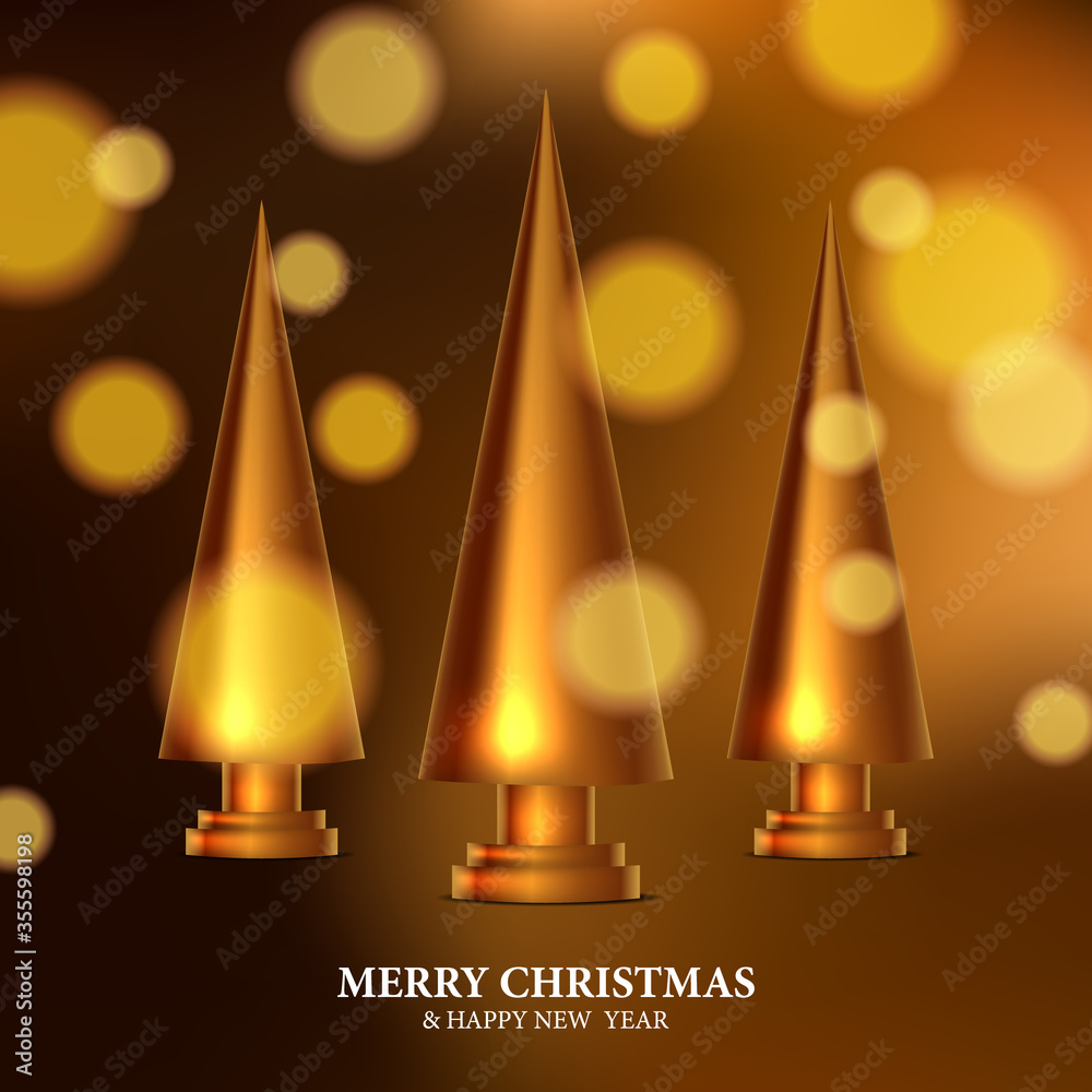 Sculpture of golden christmas tree decoration. Elegant, royal, luxury 3D carving design with gold bokeh light background. xmas celebration Sculpture of golden christmas tree decoration. Elegant, royal, luxury 3D carving design with gold bokeh light background. xmas celebration