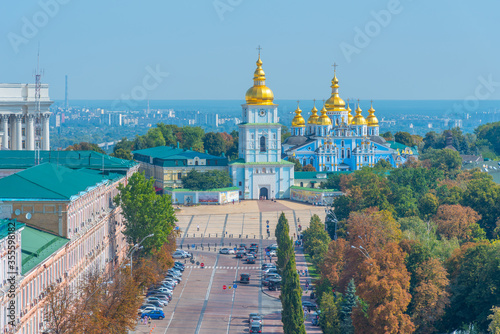 Aerial view of Saint Michael monastery in Kyiv, Ukraine photo