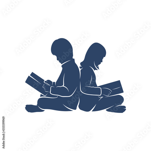 children read book dreams logo vector template, Illustration symbol, Creative design