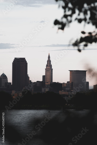 Cleveland Ohio Skyline by Edgewater park with the lake