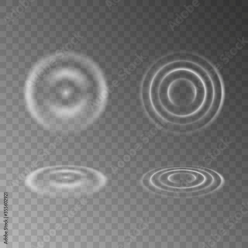 Water ripple waves surface from drop isolated on transparent background.