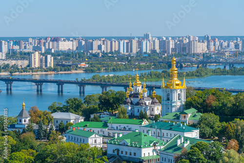 Aerial view of lower part of Kiev Pechersk lavra in Kiev, Ukraine photo