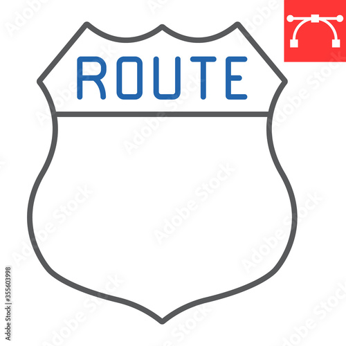 Route color line icon, america and state, route sign vector graphics, editable stroke linear icon, eps 10.