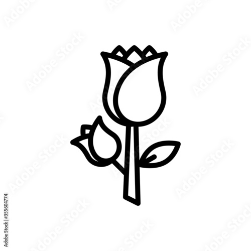 Black line icon for rose photo