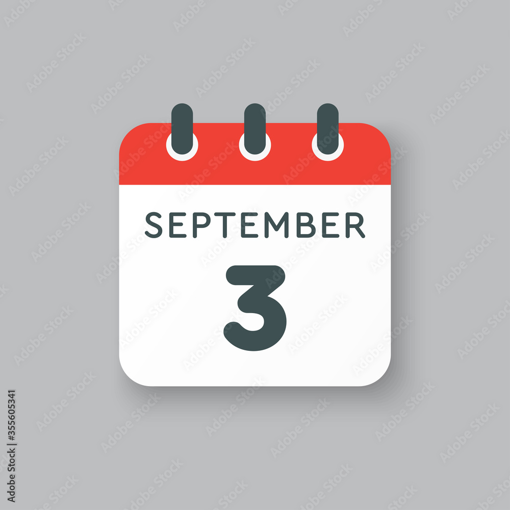 Calendar icon day 3 September, template date days Calendar icon day 3 September, template date days